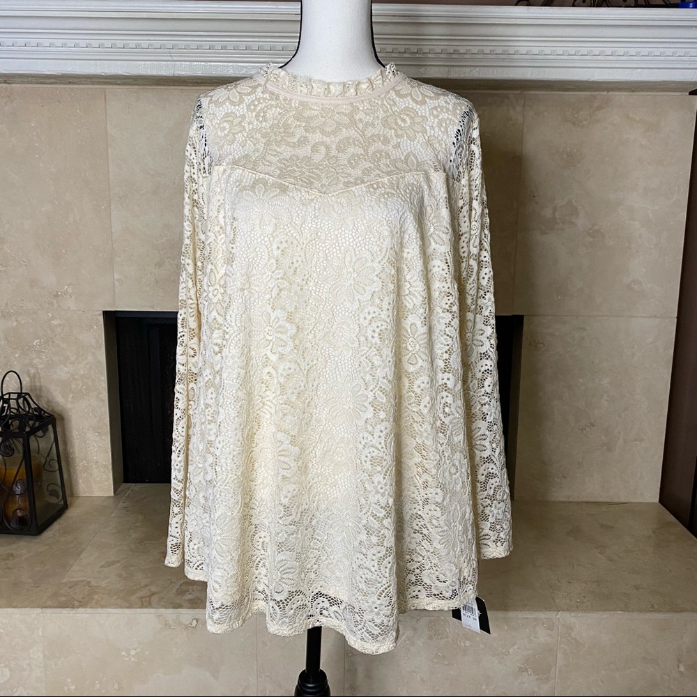 COPY - By & By Lace Champagne  Long Sleeve tunic …